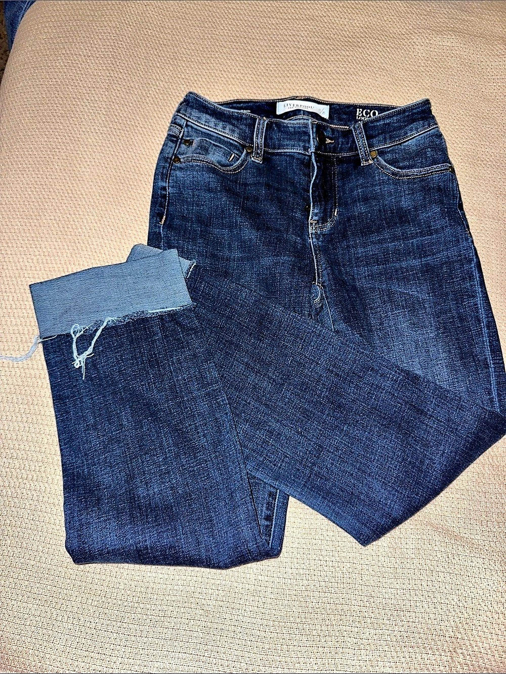 Liverpool Eco Logical Girlfriend Raw Hem Skinny Jeans in Blue